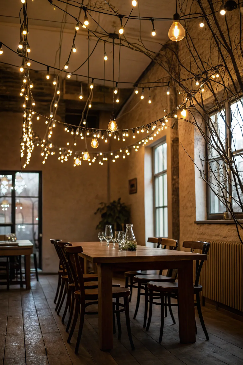 A canopy of lights turns any room into a festive gathering space.