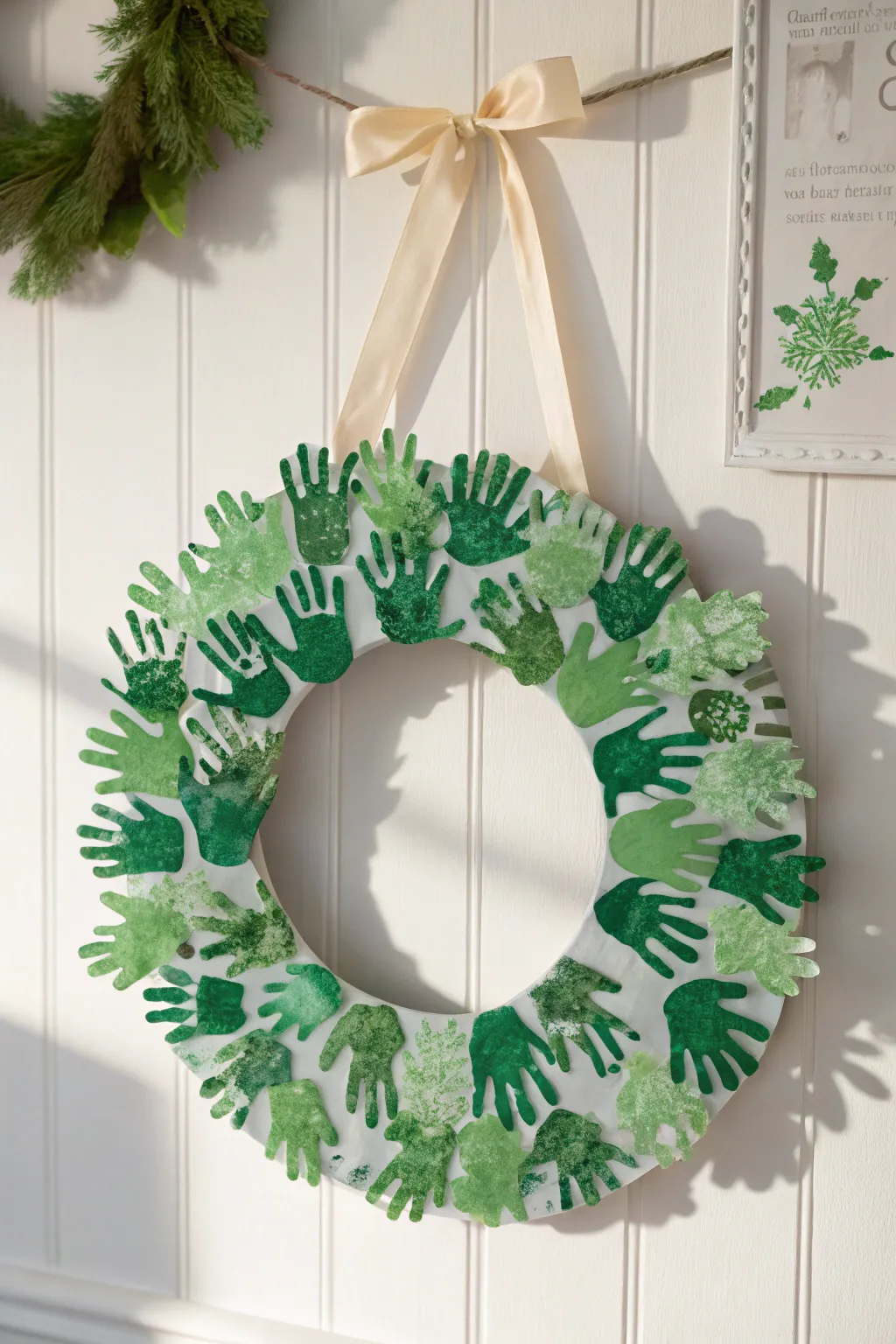 Capture the essence of the holidays with a handcrafted handprint wreath that celebrates creativity and childhood joy.