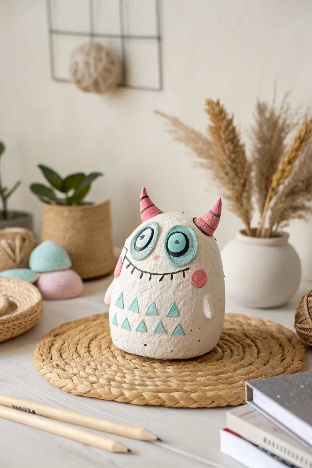 Unleash your creativity with this whimsical clay monster, where imagination meets artistry in a playful dance of colors and shapes.