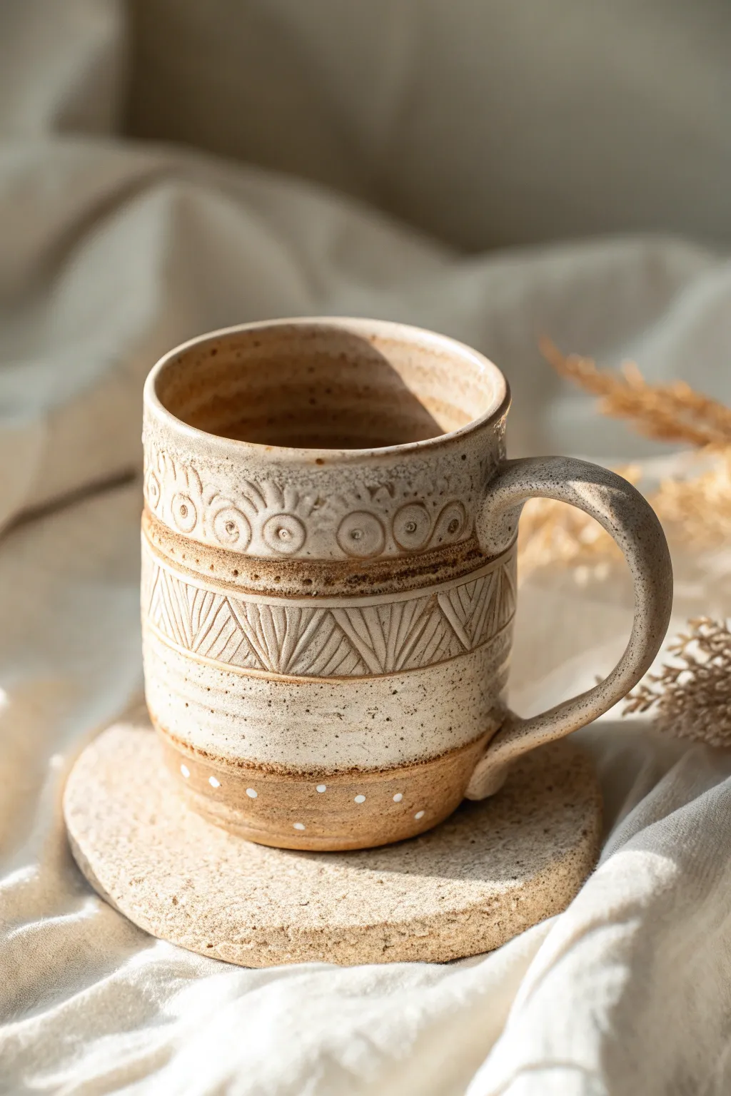 Experience the art of sipping with textured layers that invite your touch.