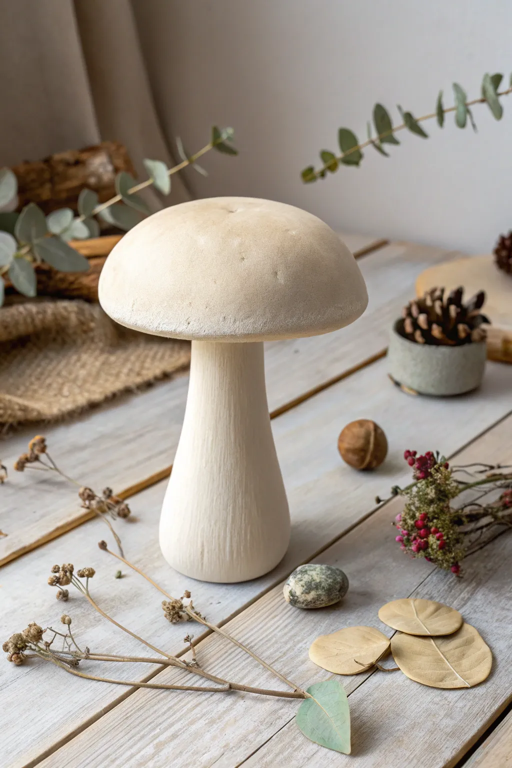 Embrace the magic of simplicity with this delicately crafted clay mushroom.