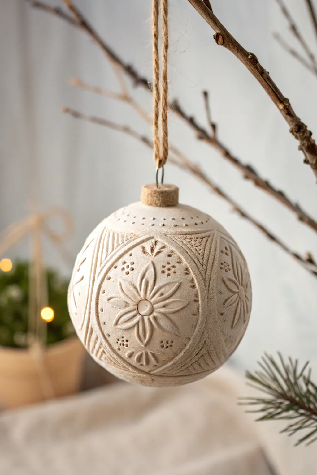 Embrace the beauty of simplicity with this handcrafted clay bauble, where artistry meets elegance.