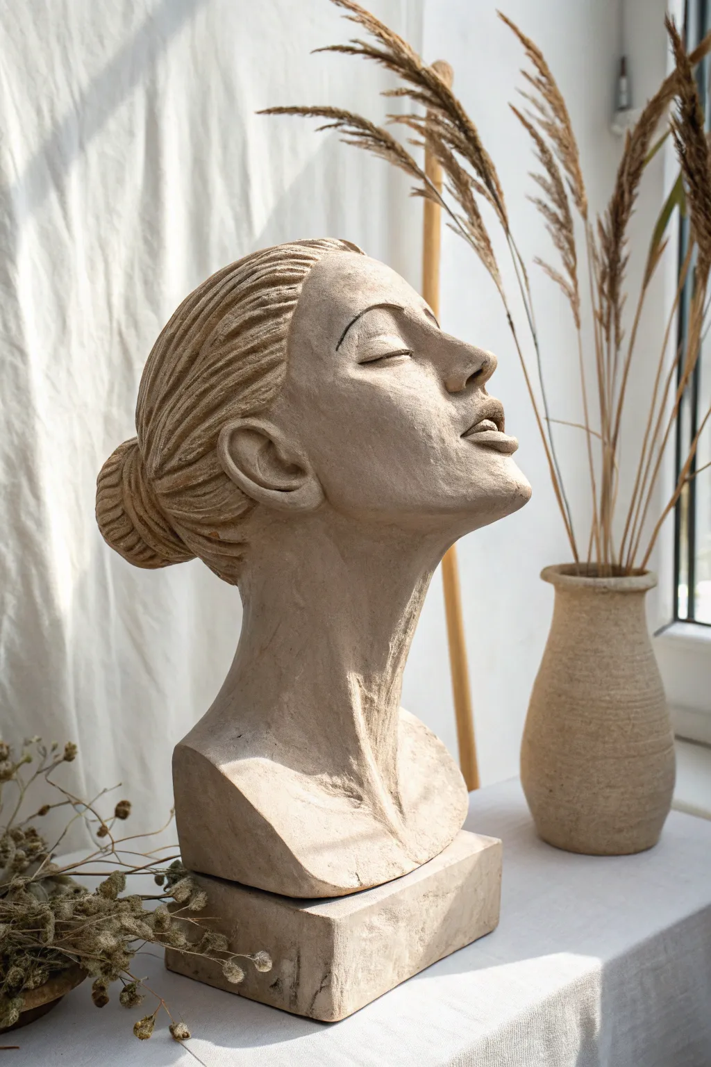 Capture the beauty of motion in stillness with this expressive clay sculpture.