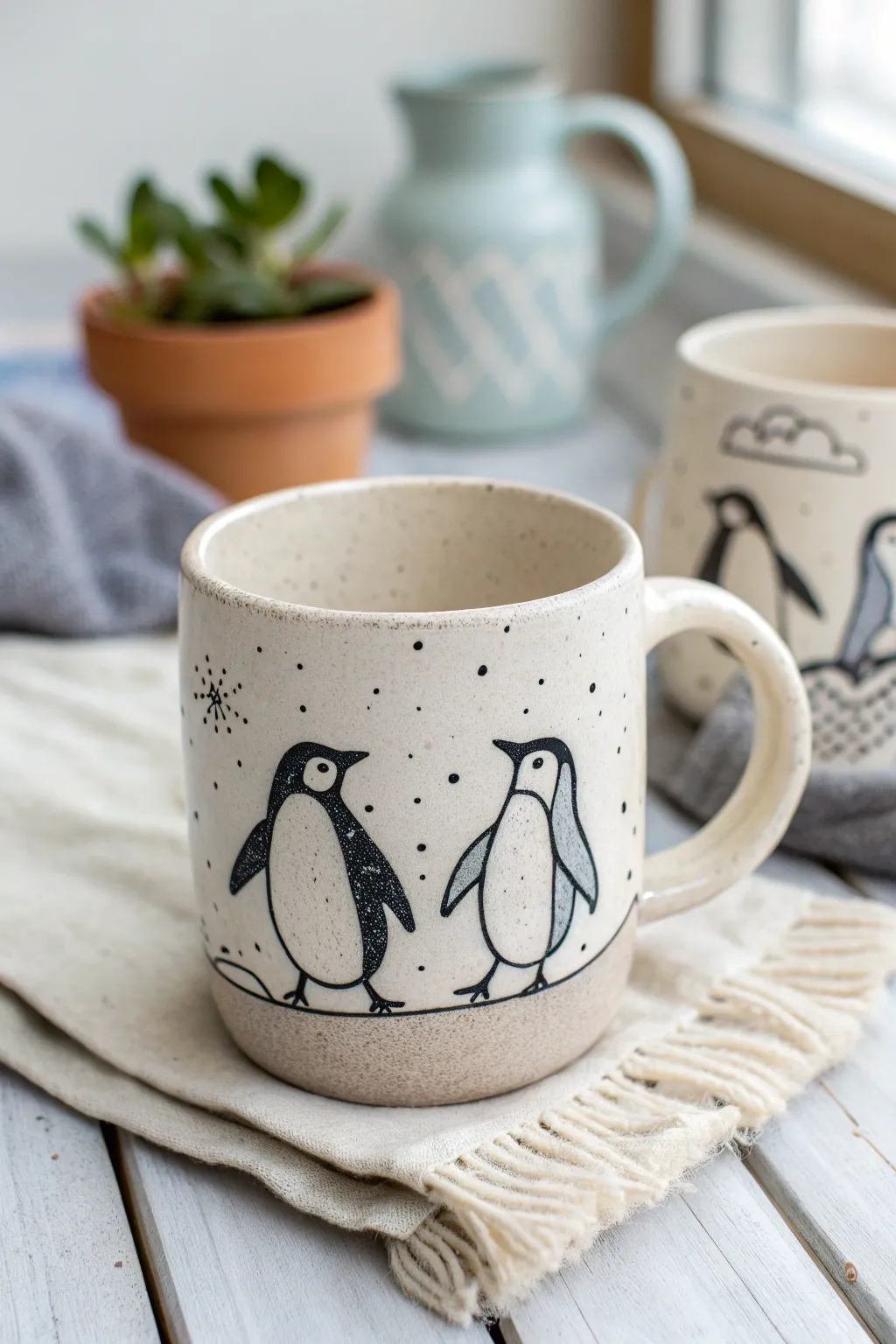 Start your morning with a touch of whimsy and elegance - a perfect penguin party in a mug!