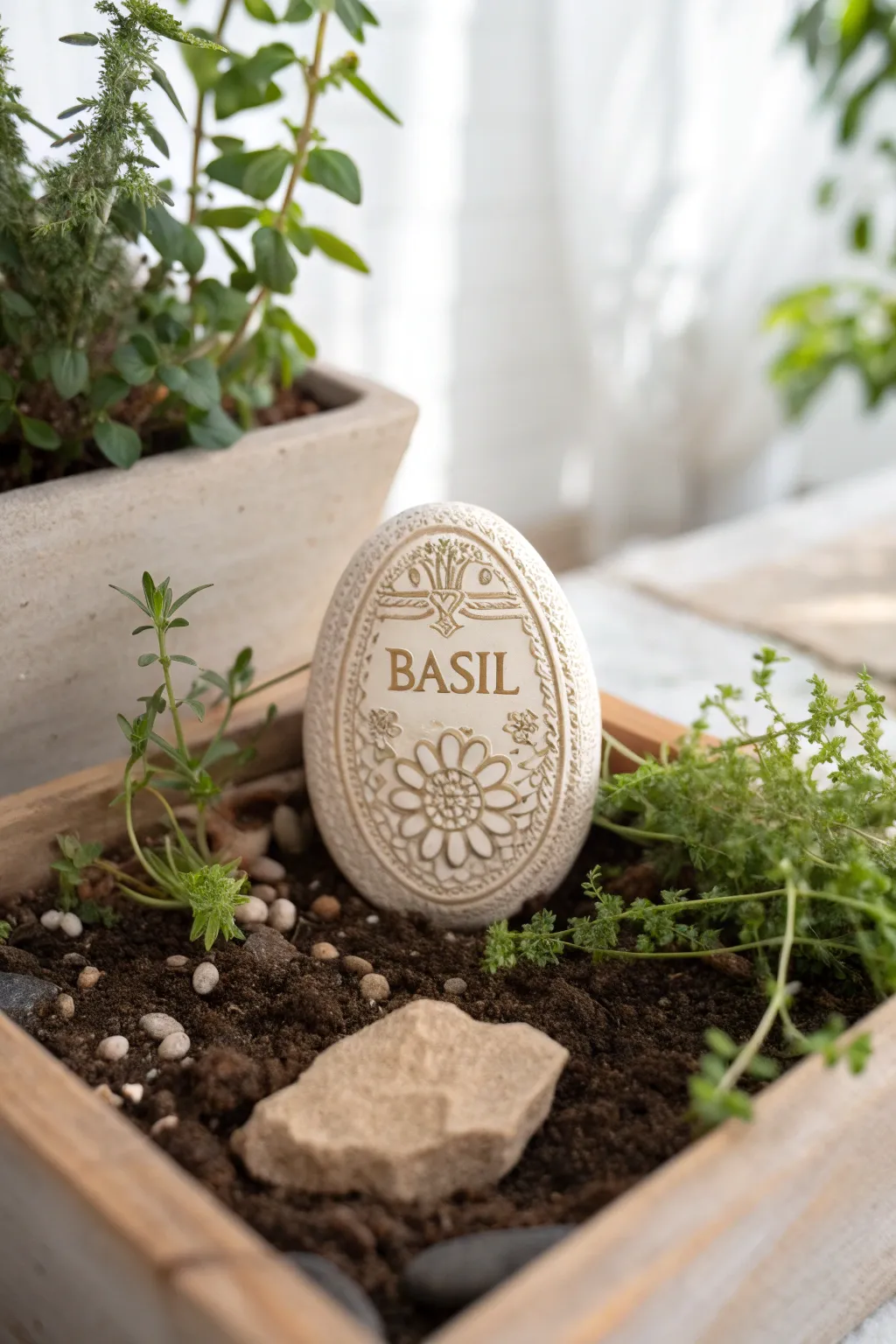 Add a touch of elegance to your herb garden with handcrafted clay markers.