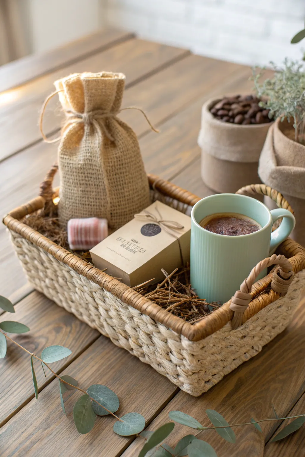 Craft the perfect coffee-themed gift basket for a cozy and thoughtful present.