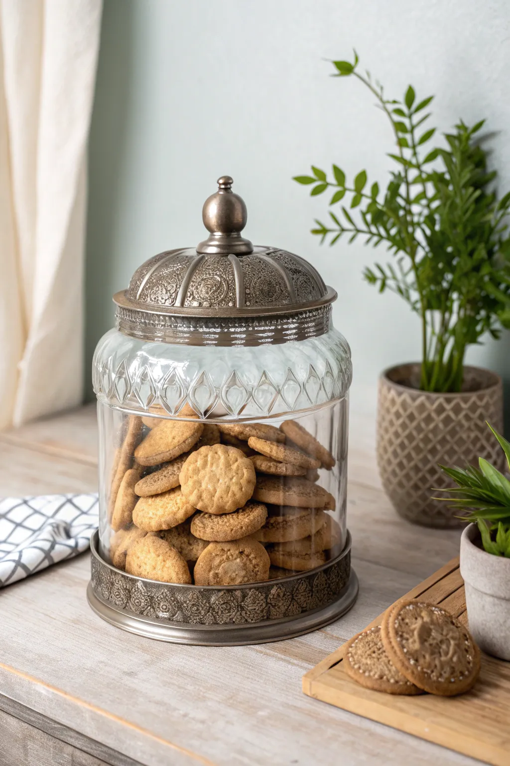 Timeless charm meets fresh flavors: Discover the art of displaying cookies in vintage jars.