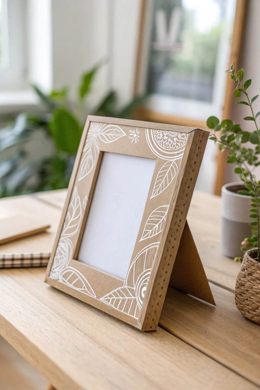Embrace simplicity and creativity with this handmade cardboard photo frame, perfect for showcasing your cherished moments.
