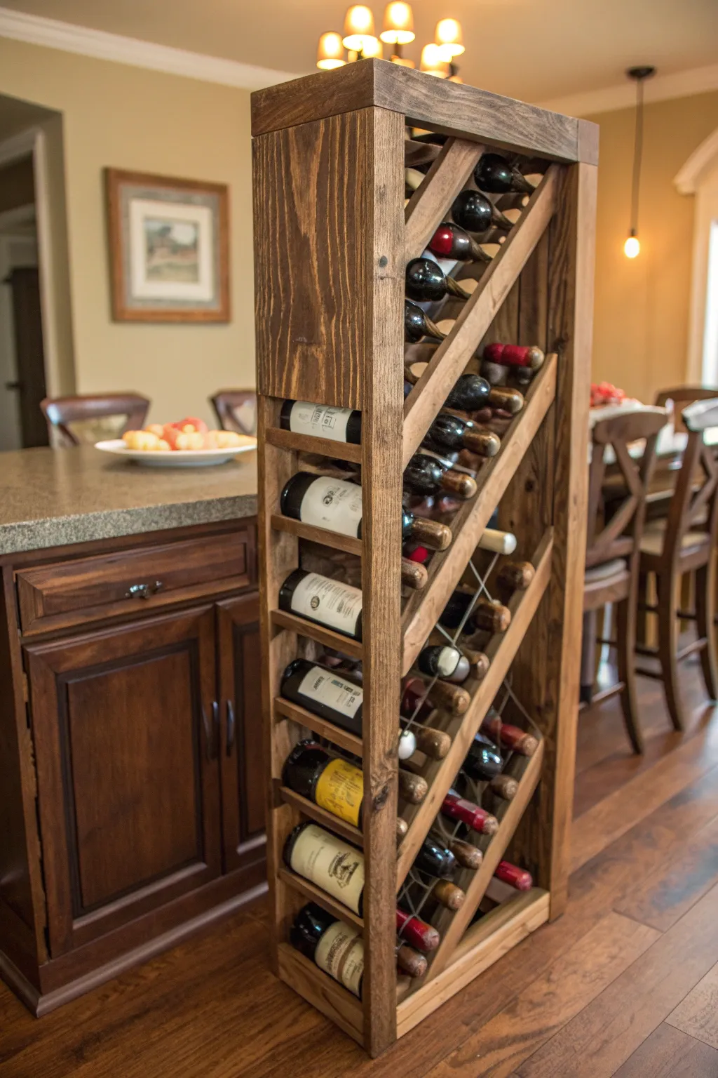 Elevate your space with a handcrafted wine rack that marries rustic charm and modern elegance.