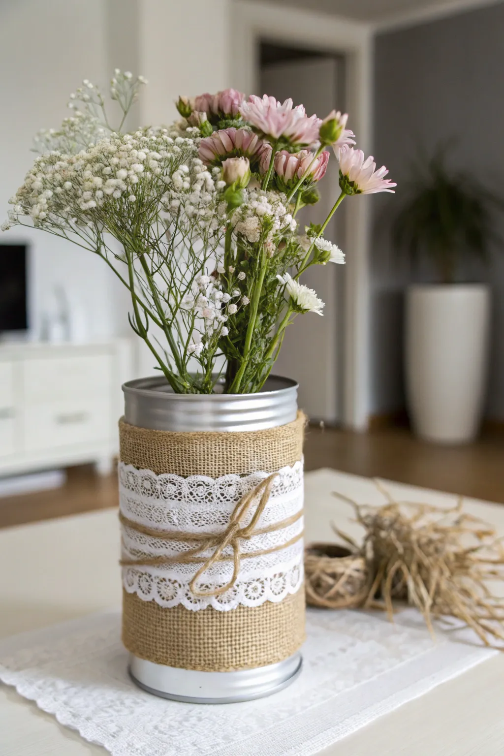 Transform the ordinary into extraordinary with this chic tin can vase, perfect for a touch of rustic elegance.
