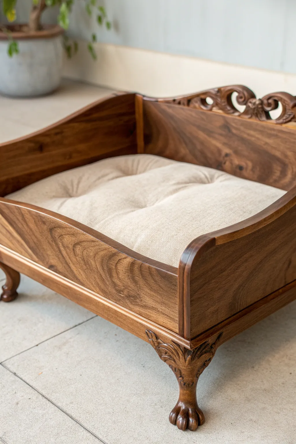 Give your pet the luxury they deserve with this charming handcrafted wooden bed. A perfect blend of style and comfort.
