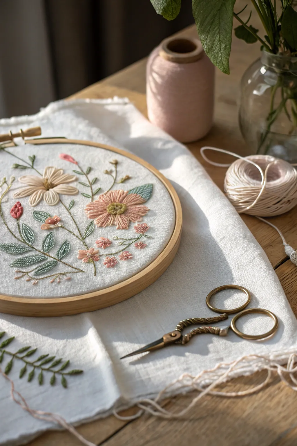 Transform everyday items into personalized treasures with the art of embroidery. Embrace simplicity and natural beauty in every stitch.