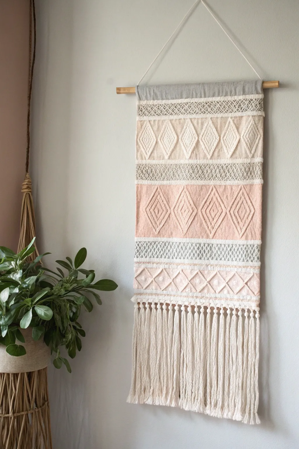 Elevate your space with the timeless elegance of handcrafted fabric wall hangings.