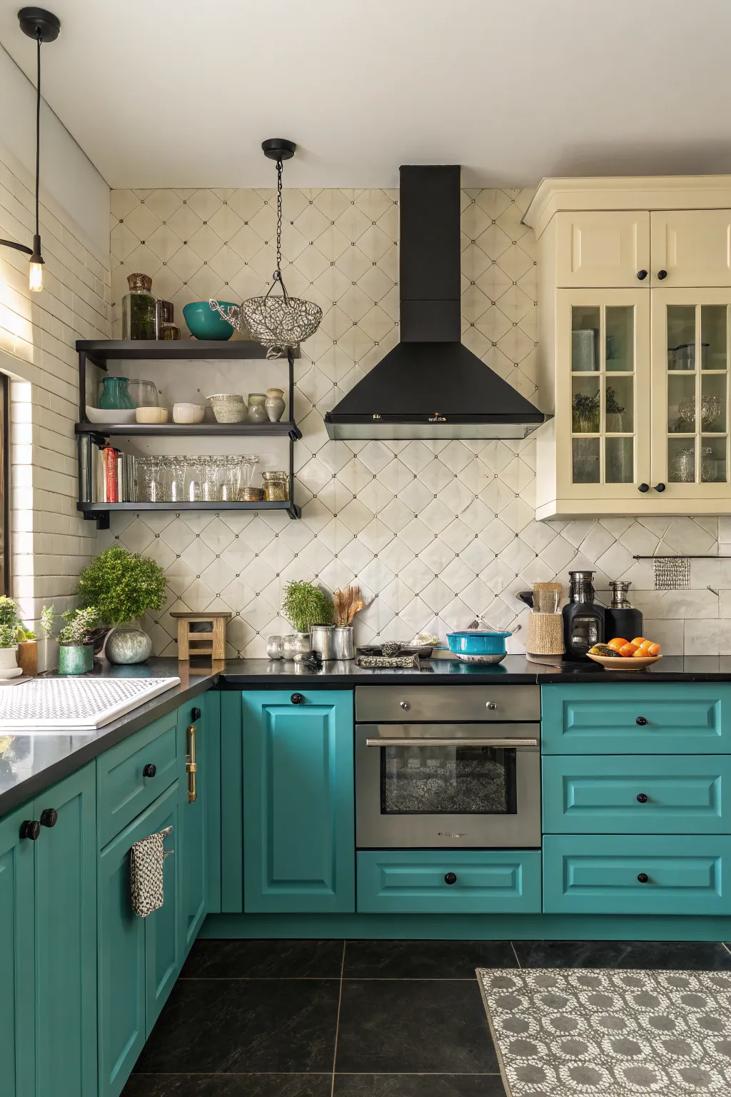 A pop of color adds vibrancy and energy to the kitchen.