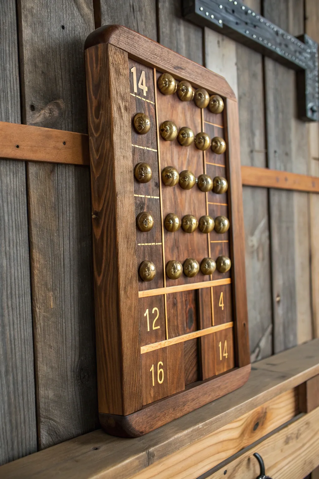 Elevate your game with this artisanal slider scoreboard, blending functionality with elegant craftsmanship.