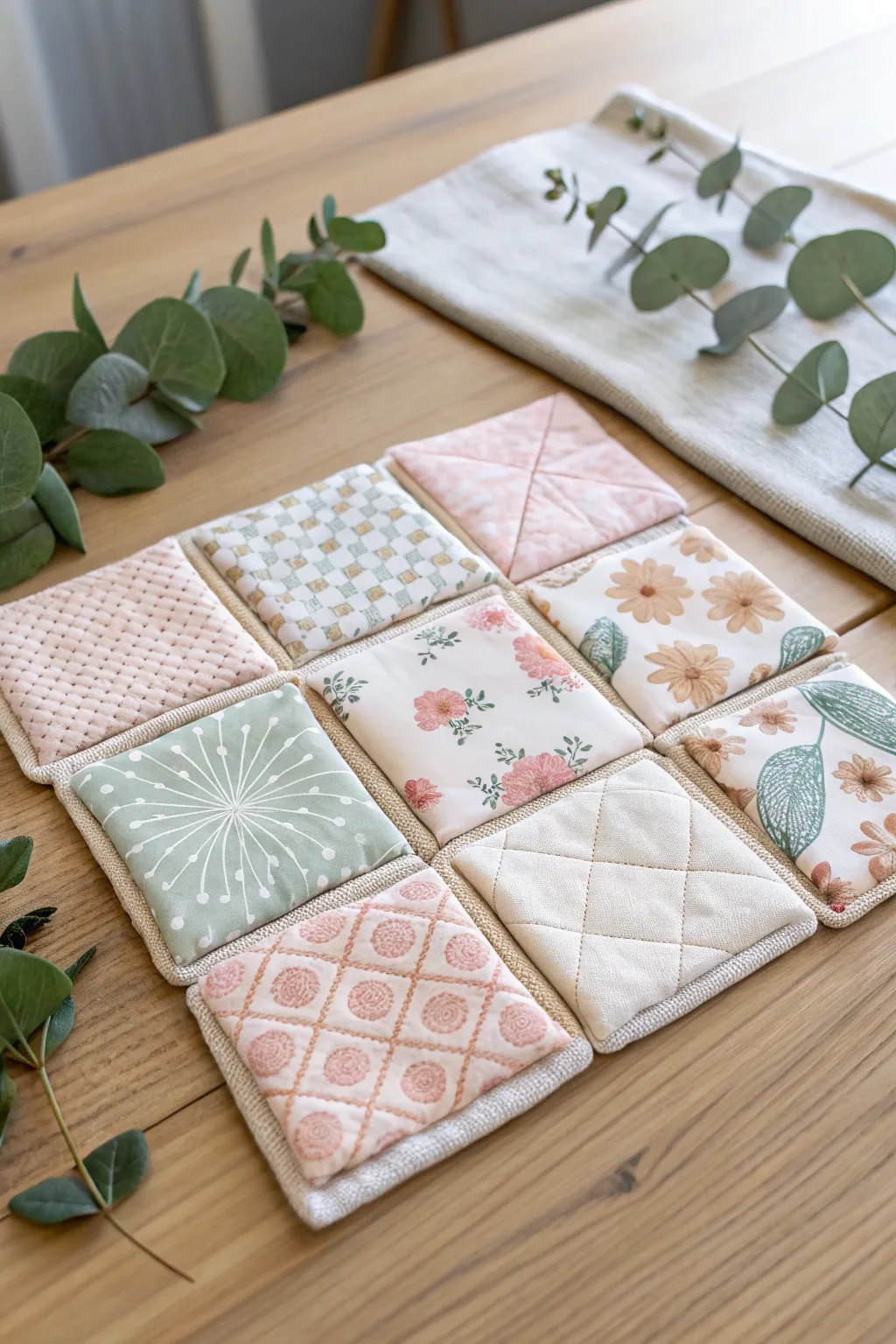 Discover the charm of a handcrafted fabric memory game, where every square tells a story of creativity and simplicity.