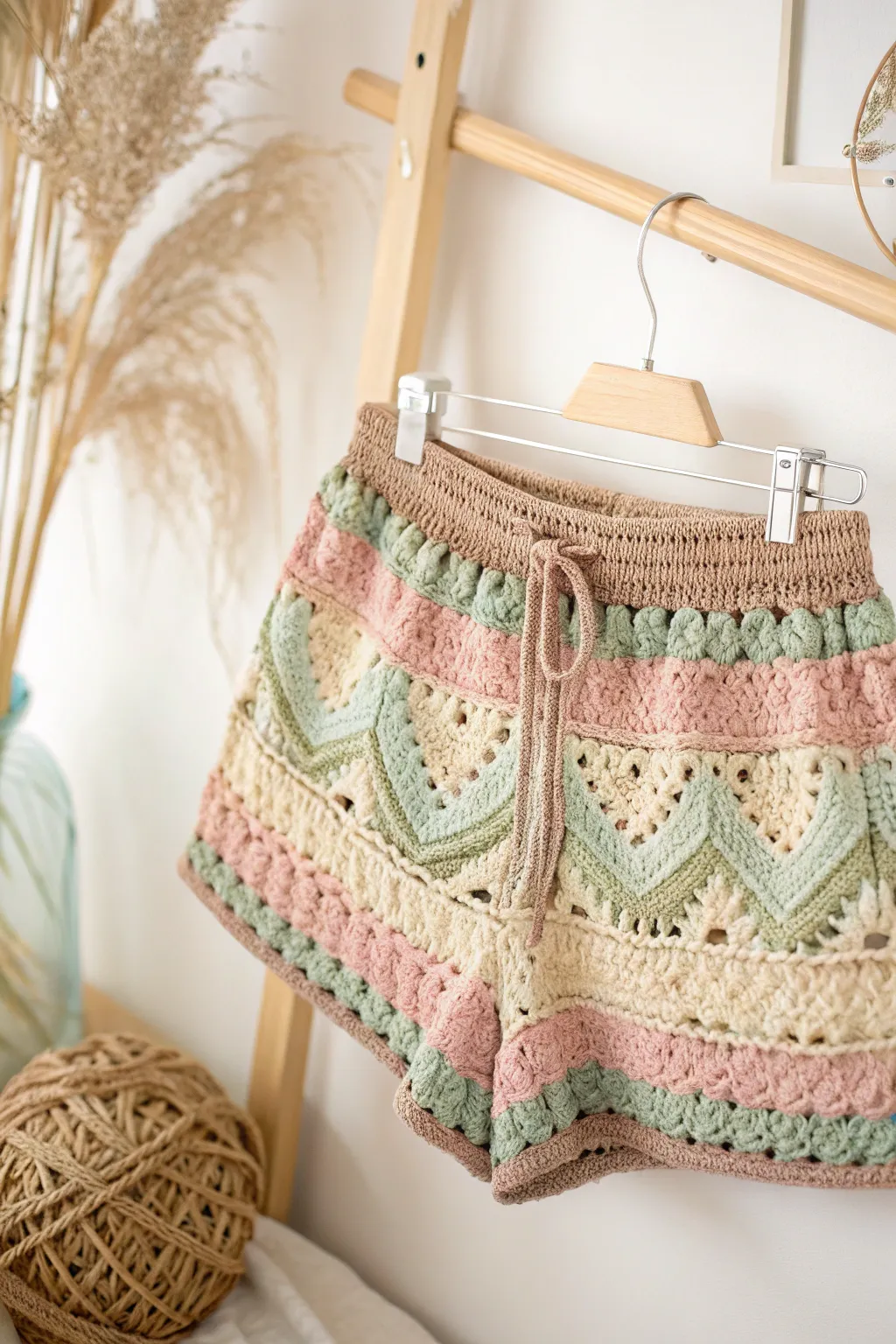 Add a playful twist to your summer wardrobe with these charming crochet shorts! 🌸 #CrochetFashion #BohoMinimalism