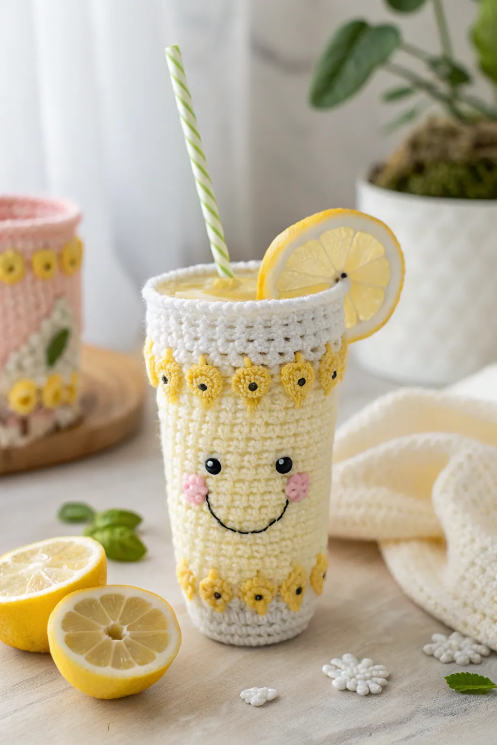 Add a splash of summer fun with this kawaii crochet lemonade! 🍋✨ Perfect for bringing a touch of whimsy to your decor.