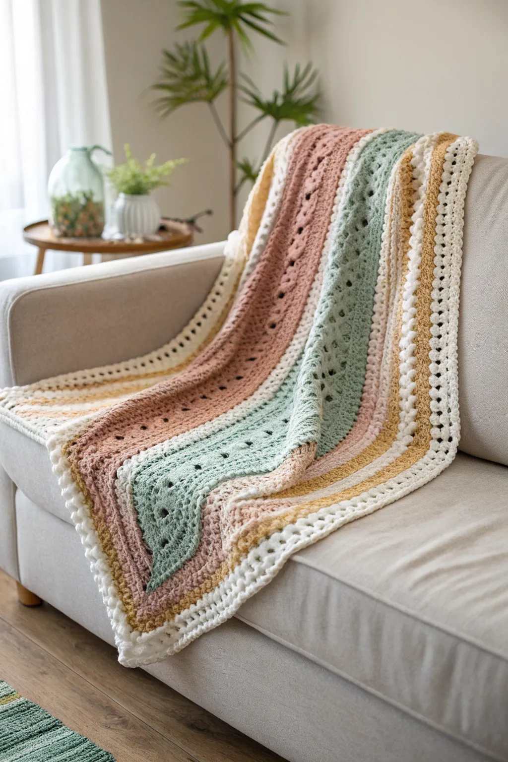 Wrap your grandma in warmth and color with this stunning multi-color afghan, a perfect blend of artistry and comfort.