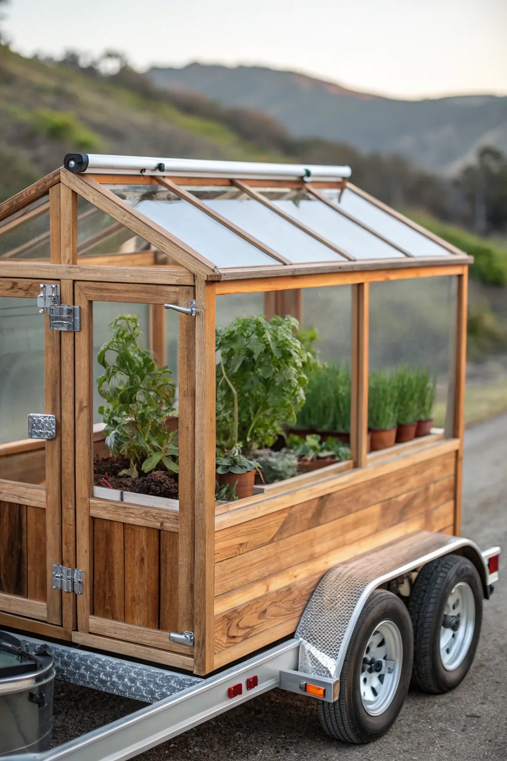 Transport your delicate plants in style with this custom-crafted mini greenhouse trailer, where craftsmanship meets functionality.