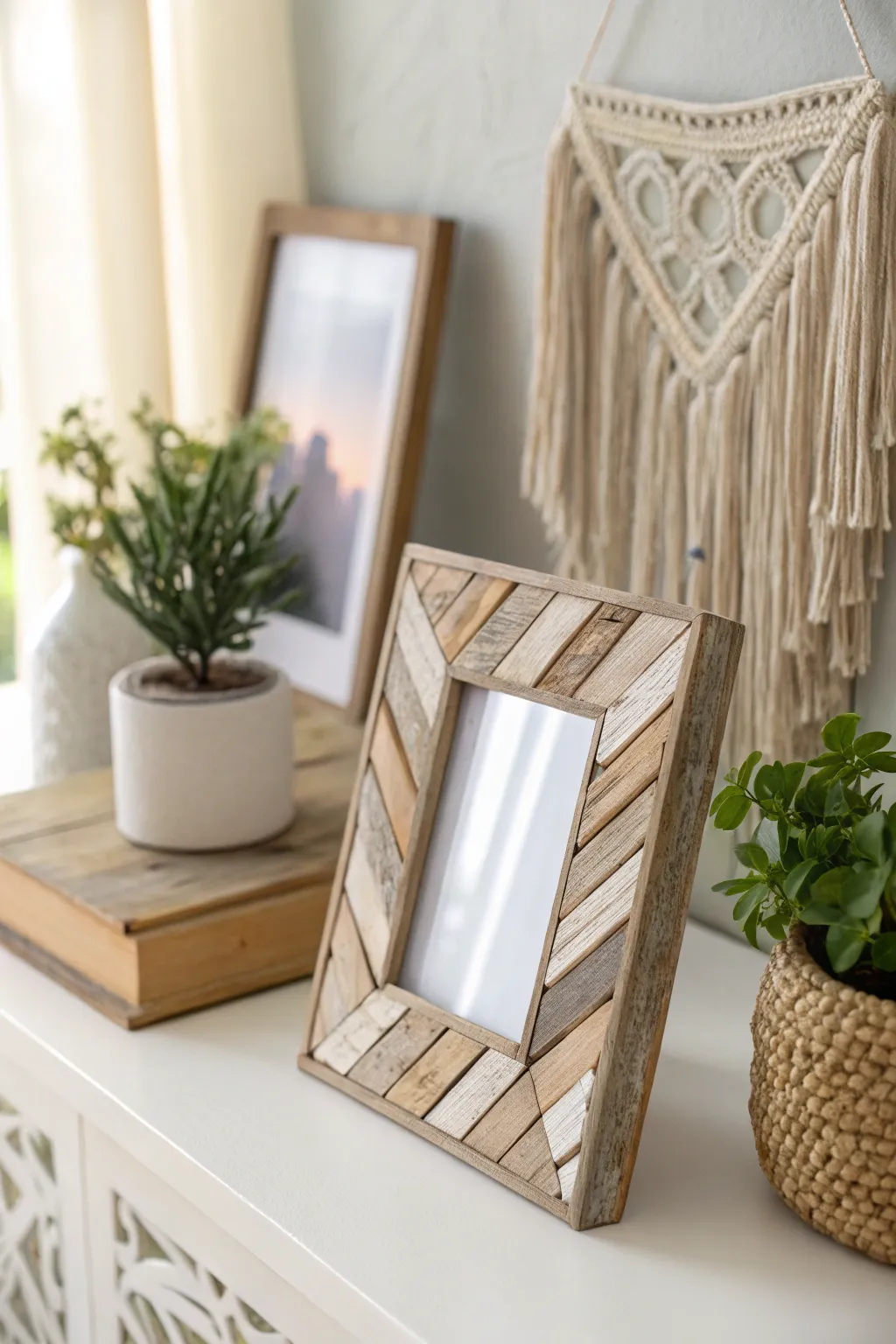 Transform your memories with this charming DIY photo frame for a touch of rustic elegance in your room.