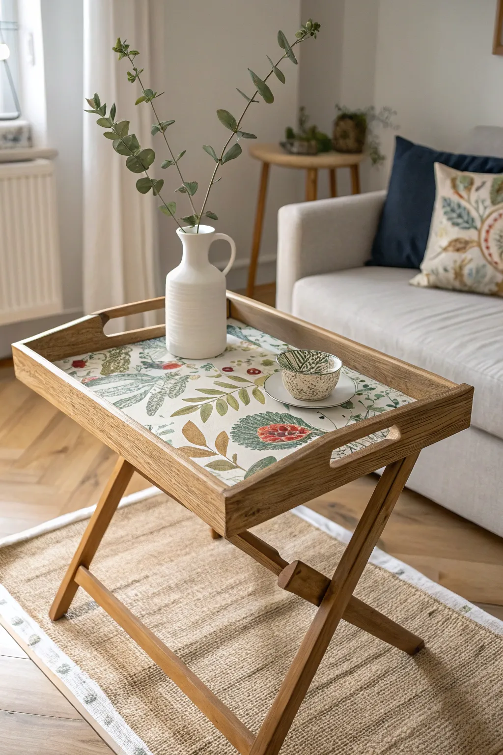 Transform your space with a touch of artistry: upcycled tray tables that captivate and charm!