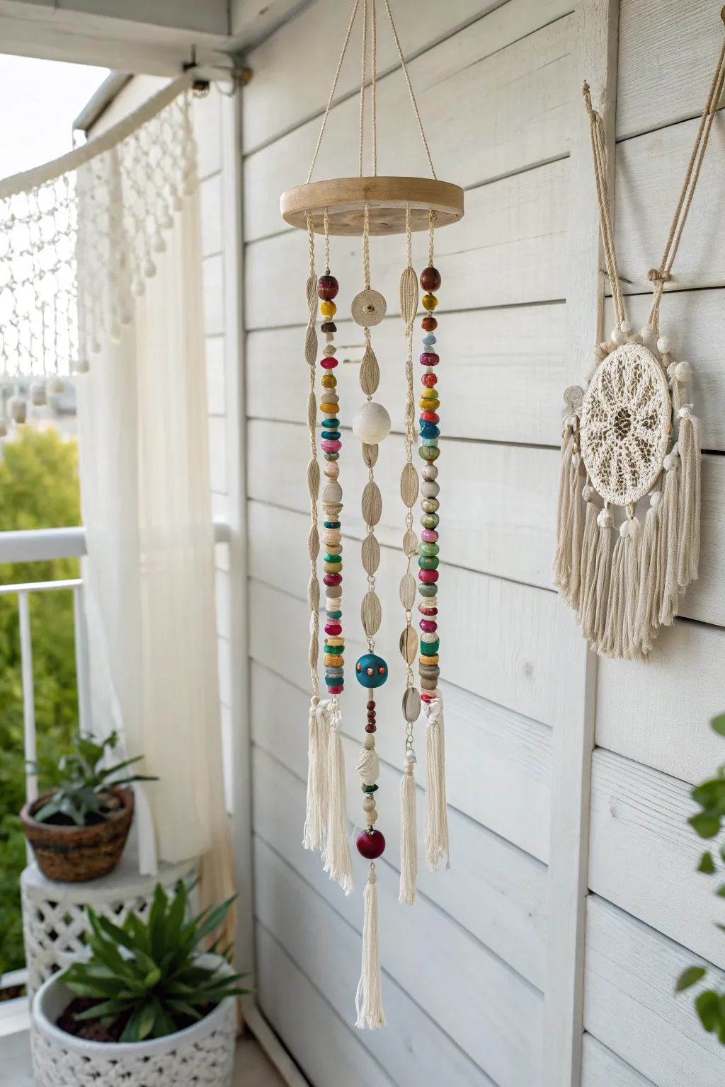 Embrace serenity with handcrafted wind chimes that dance in the breeze, bringing gentle melodies to your minimalist space.