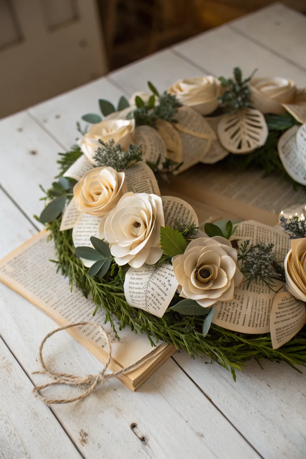 Transform vintage pages into a literary masterpiece for your holiday decor. #DIYAdventWreath #BookPageBlooms