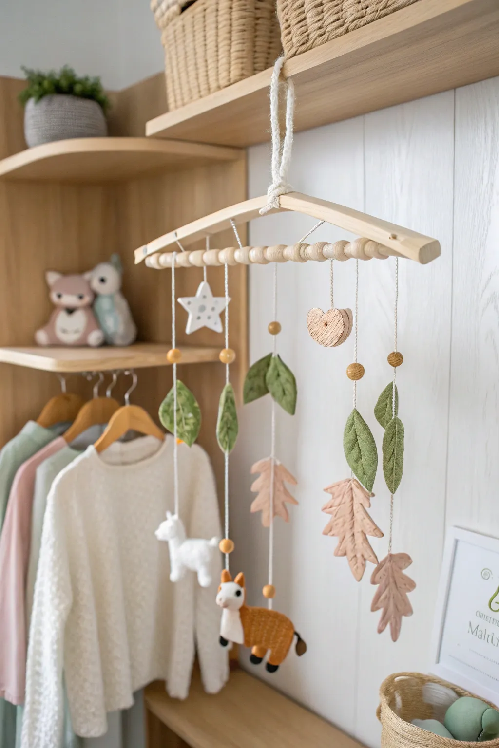 Transform your baby's closet into a woodland wonderland with handcrafted touches and minimalist charm.