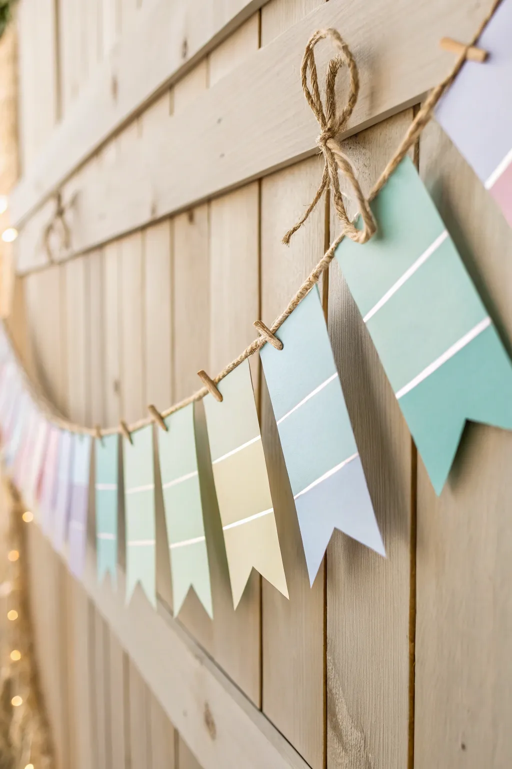 Transform ordinary paint swatches into a stunning DIY bunting—elegance meets simplicity!