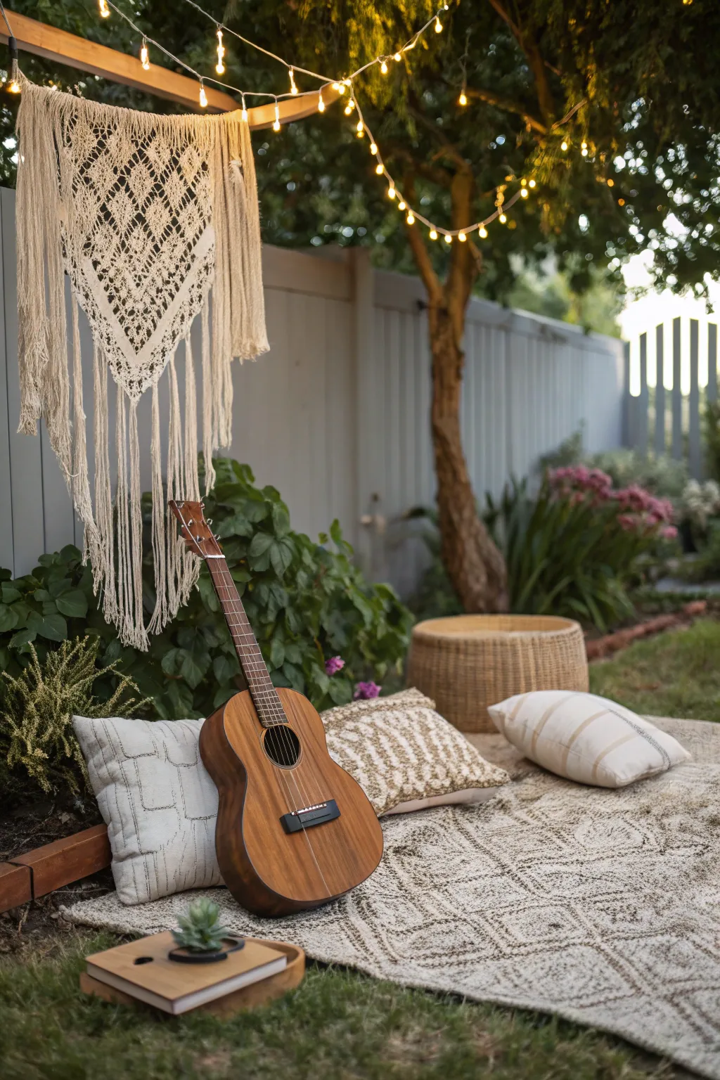 Set the mood with the soothing strums of an acoustic guitar at your next boho backyard gathering.