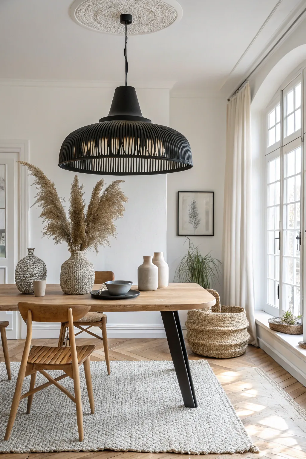 Transform your space with a bold black chandelier for a chic and sophisticated look.