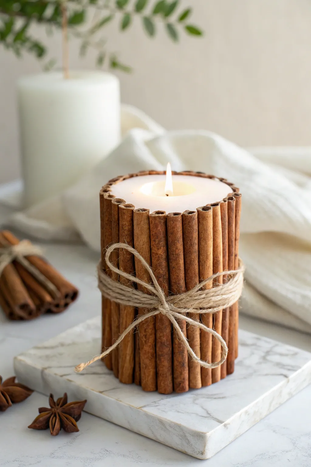 Add a touch of rustic elegance to your holidays with a DIY cinnamon stick candle. Perfect for cozy winter nights.