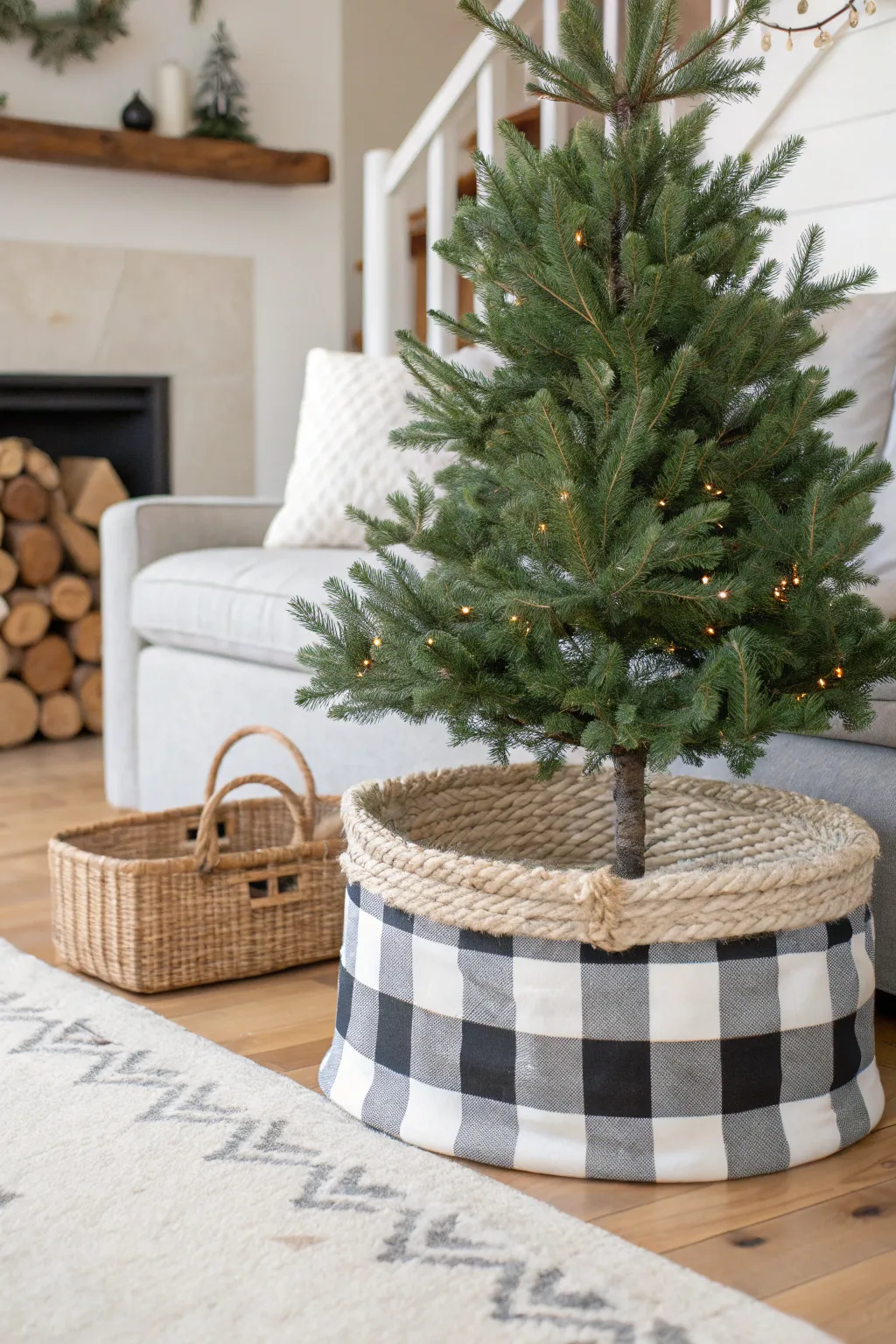 Add a touch of country charm to your holiday decor with a timeless buffalo check tree collar. 🎄✨
