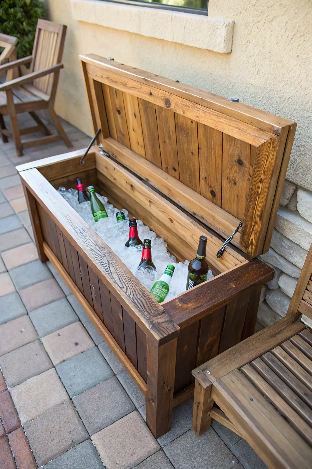 Transform your patio with a bench that surprises and delights—where style meets clever function.
