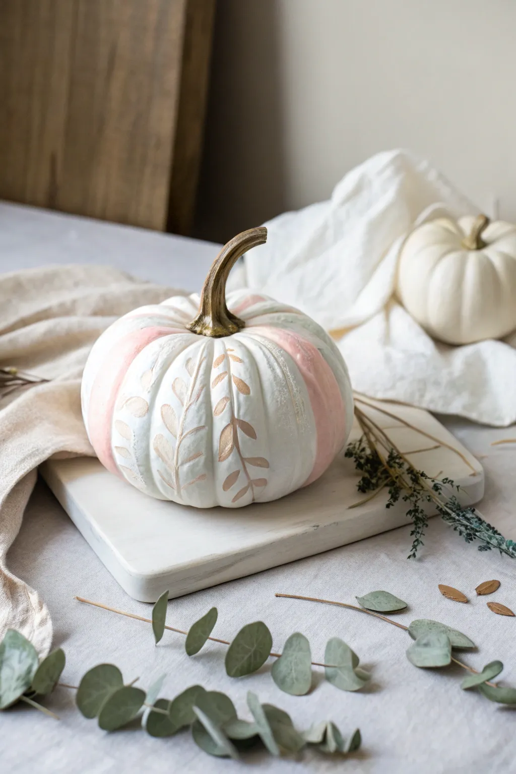 Transform your wedding decor with a touch of nature's artistry: a beautifully crafted pumpkin centerpiece.