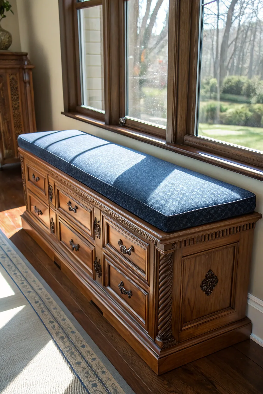 Elevate your space with a multi-functional marvel: a dresser turned window bench, perfect for the modern craftsman.
