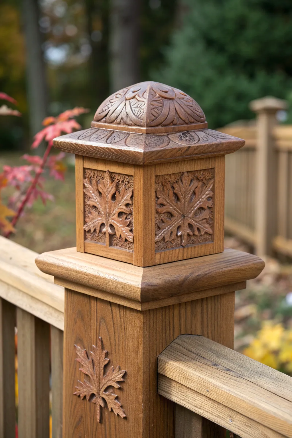 Elevate your outdoor space with seasonal fence post cap swaps, crafted to perfection.