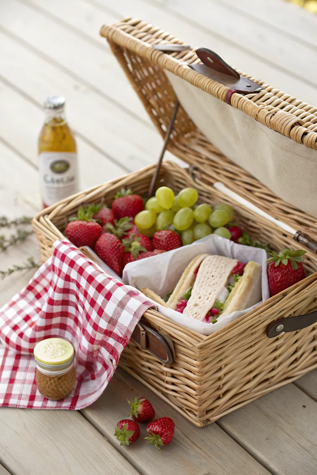 Elevate your picnic game with a touch of handmade charm and natural beauty. 🌿🍇🥪