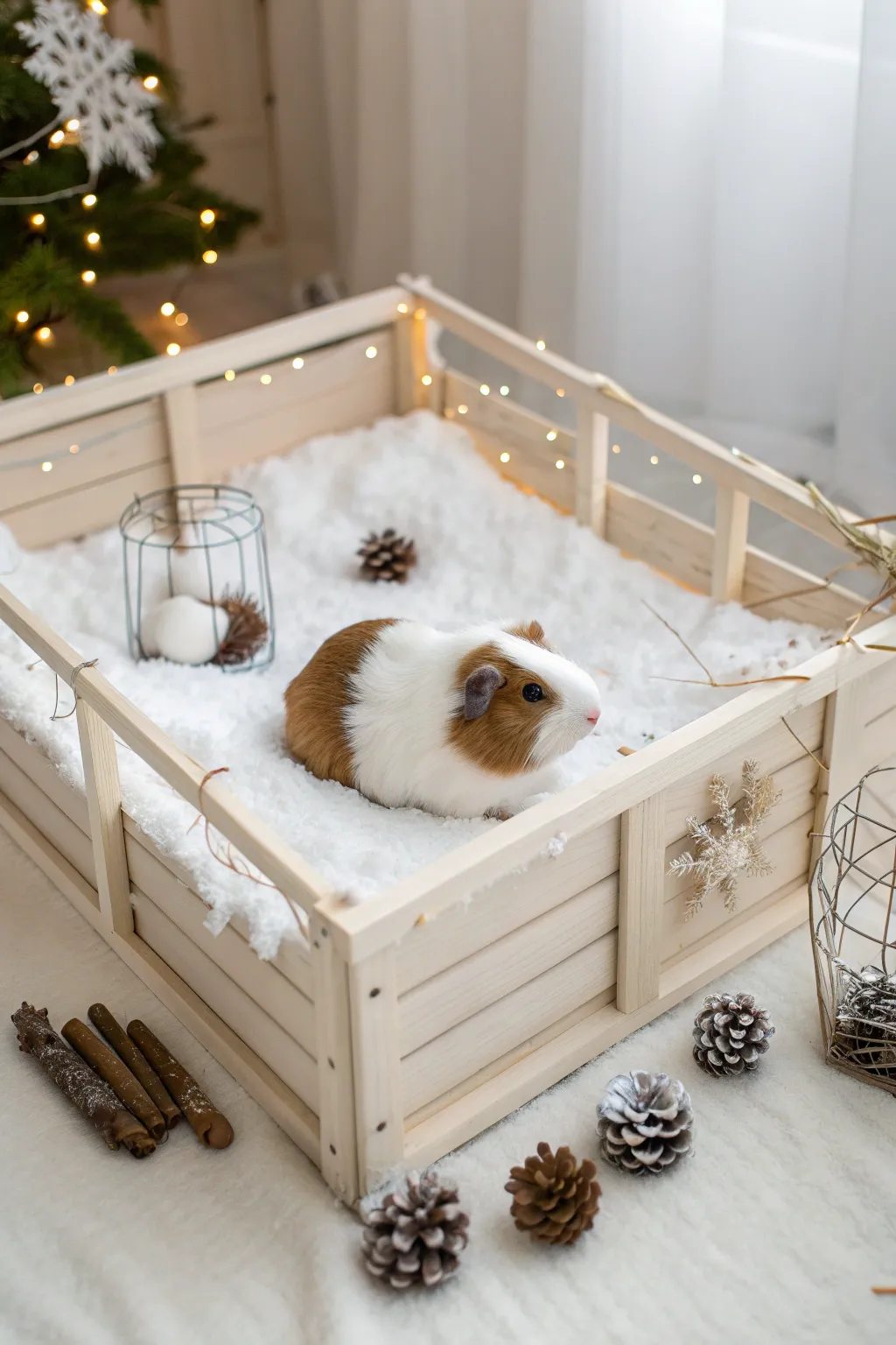 Transform your guinea pig's playtime into a magical winter escape with this DIY wonderland playpen. ❄️🐹
