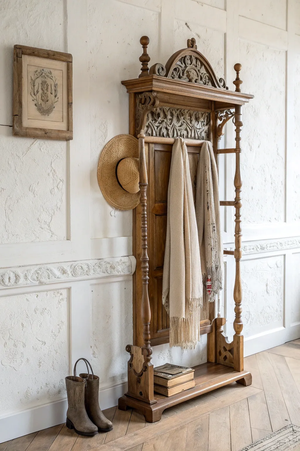 Transform your hallway with a touch of nostalgia: Vintage elegance meets minimalist charm.