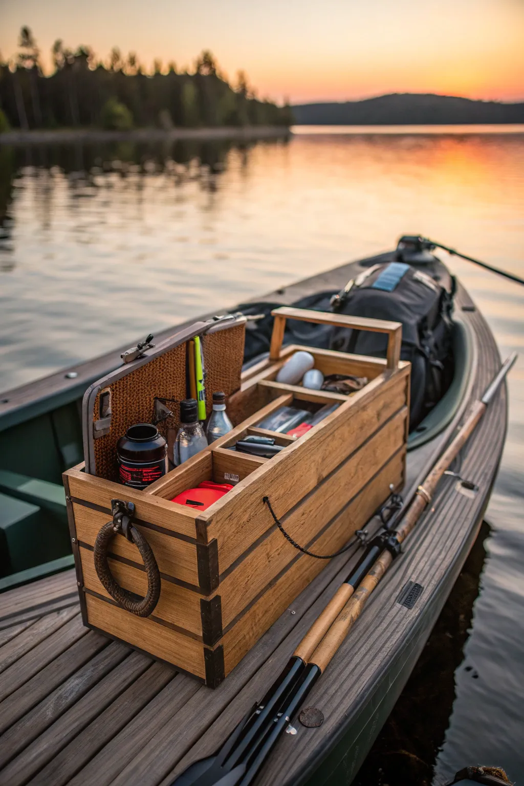 Elevate your kayaking experience with a handcrafted rear storage crate, perfect for organizing all your essentials on the water.