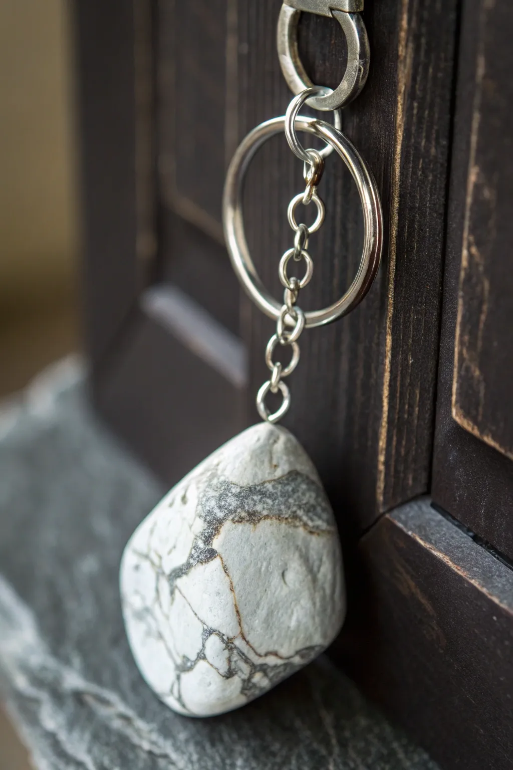 Rugged Elegance: Elevate your style with this faux stone keychain, crafted with precision and artistry.