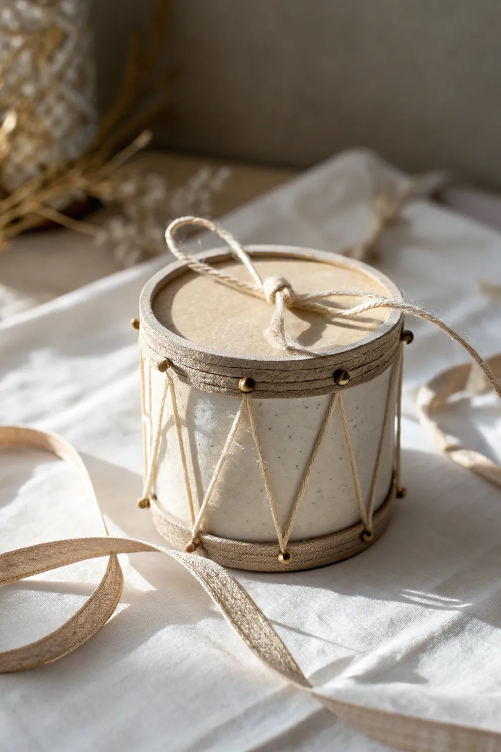 Add a melodic touch to your holiday decor with these charming DIY toy drum ornaments.