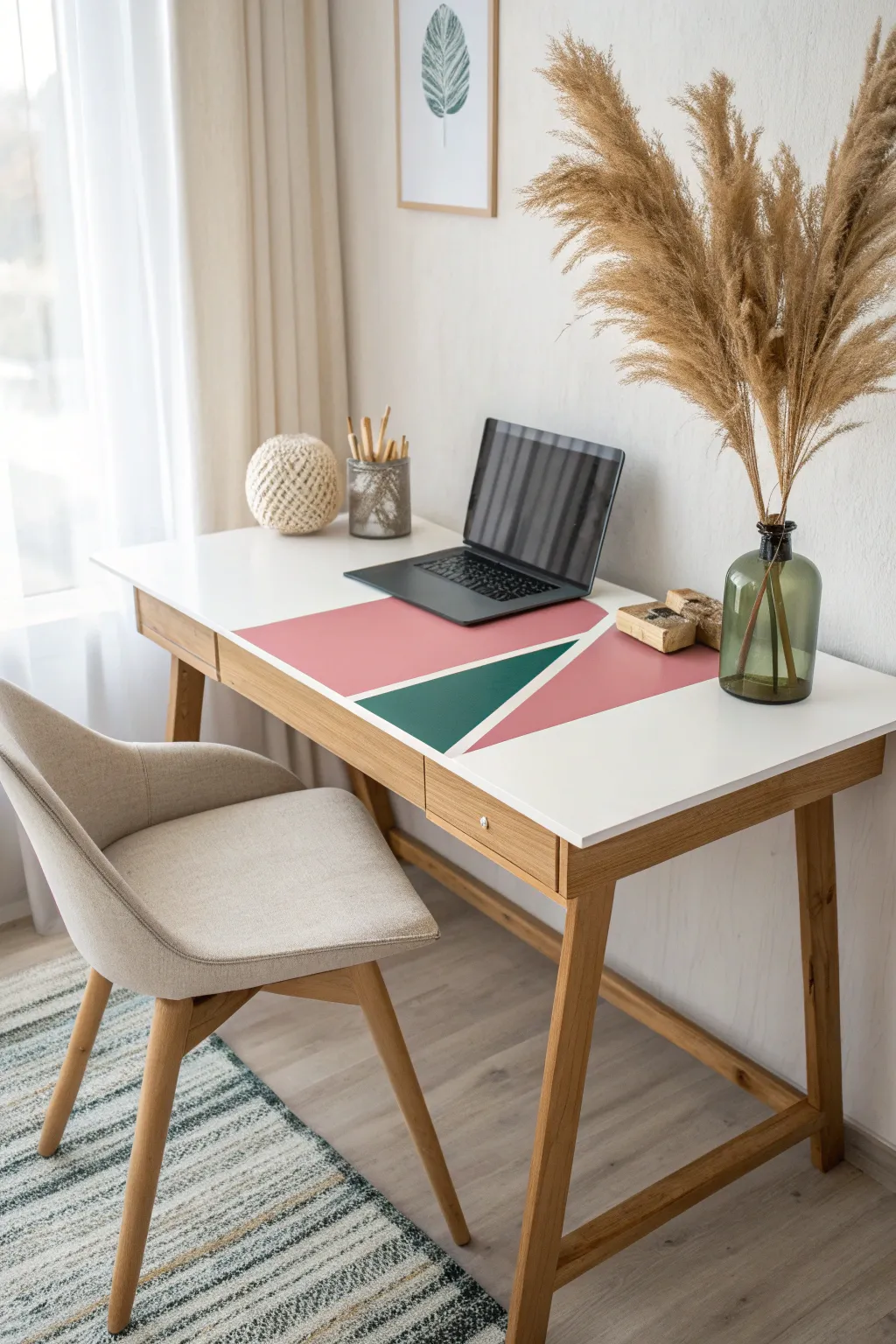 Transform your workspace with bold color blocks for a modern, minimalist touch.