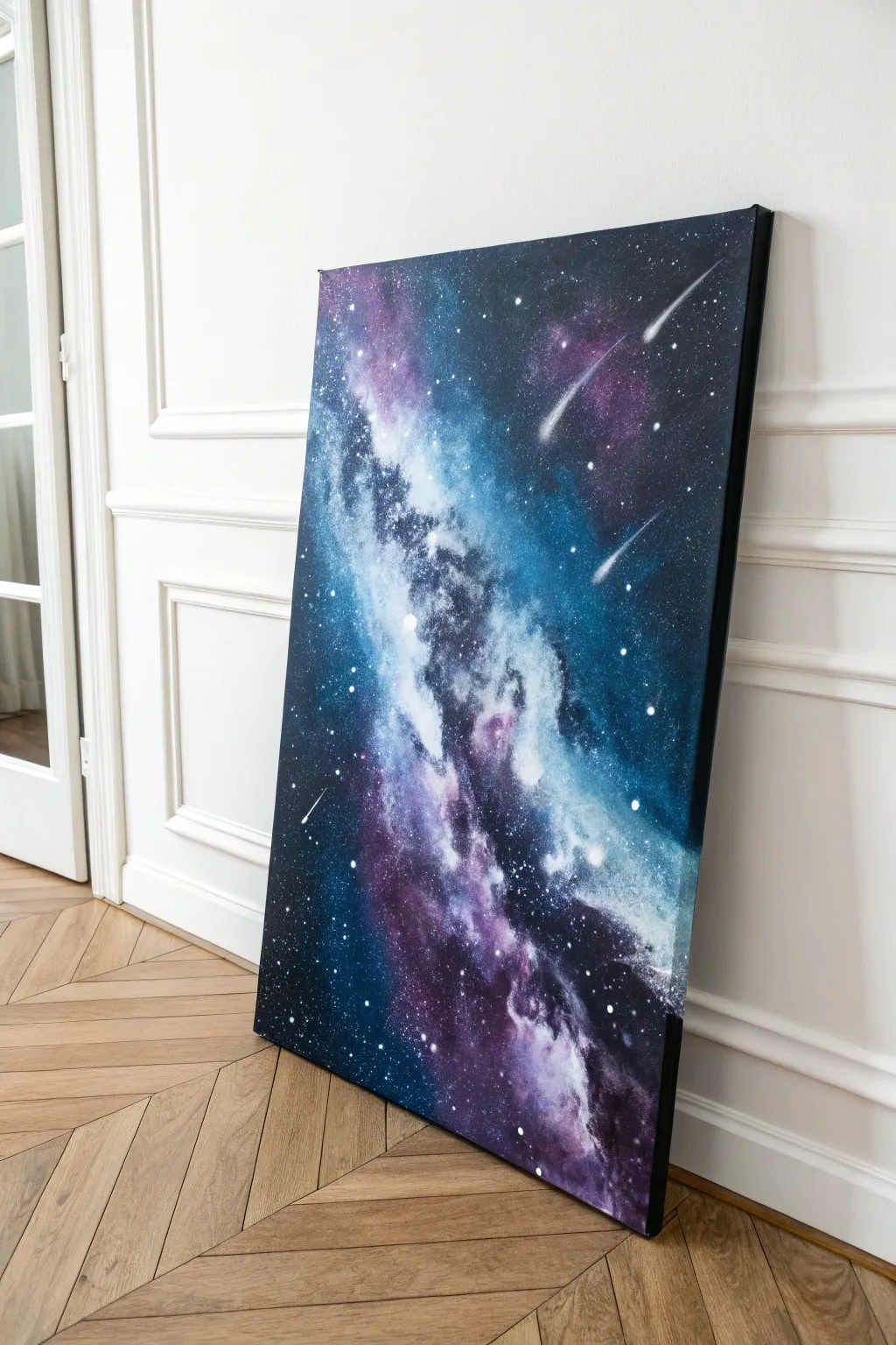Explore the cosmos from the comfort of your home with this stunning galaxy canvas art.