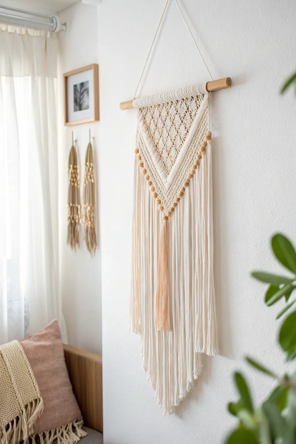 Elevate your space with a dynamic art piece that dances with the light, blending Scandinavian minimalism with a bohemian touch.