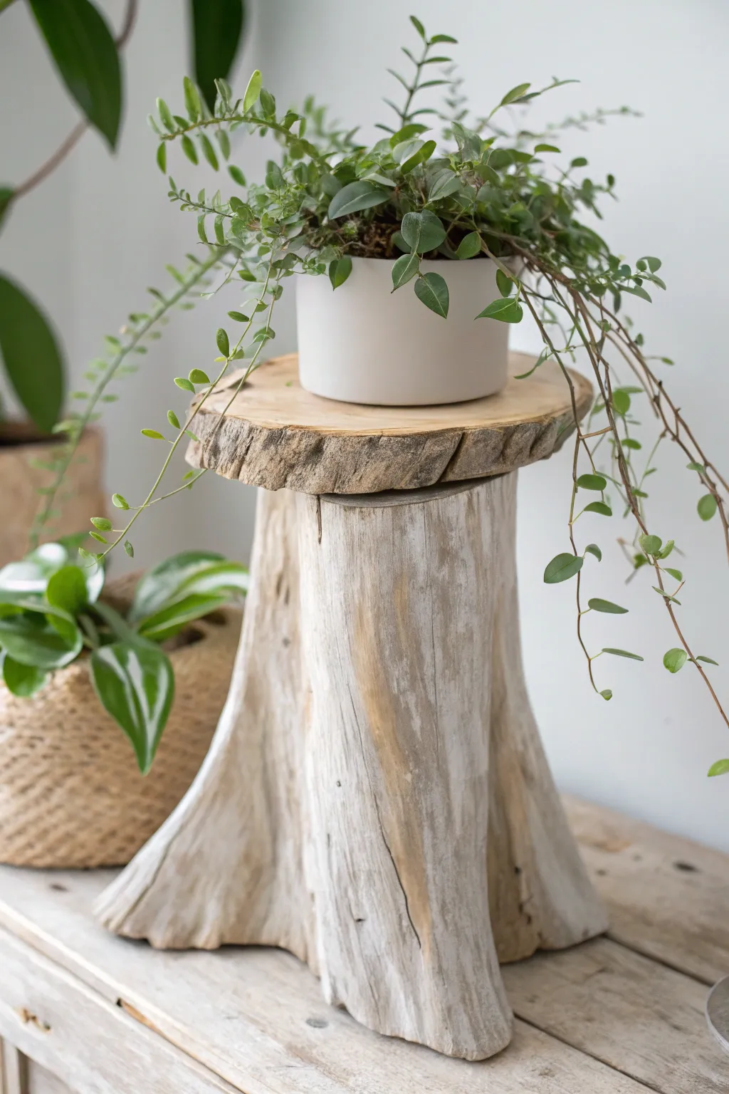 Bring a touch of the seaside into your home with this whimsical driftwood plant stand.