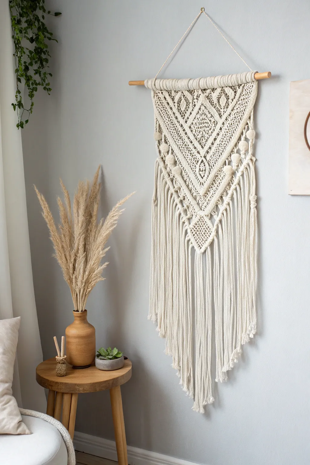 Elevate your bedroom decor with a touch of boho charm through a DIY macramé wall hanging. Simple, elegant, and handcrafted with love.