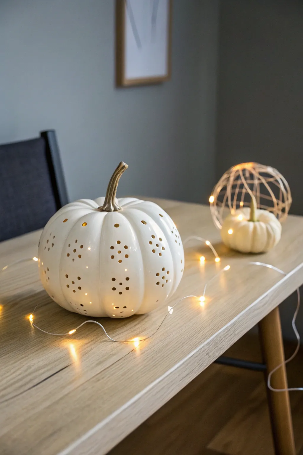 Illuminate your autumn evenings with this minimalist DIY pumpkin centerpiece.